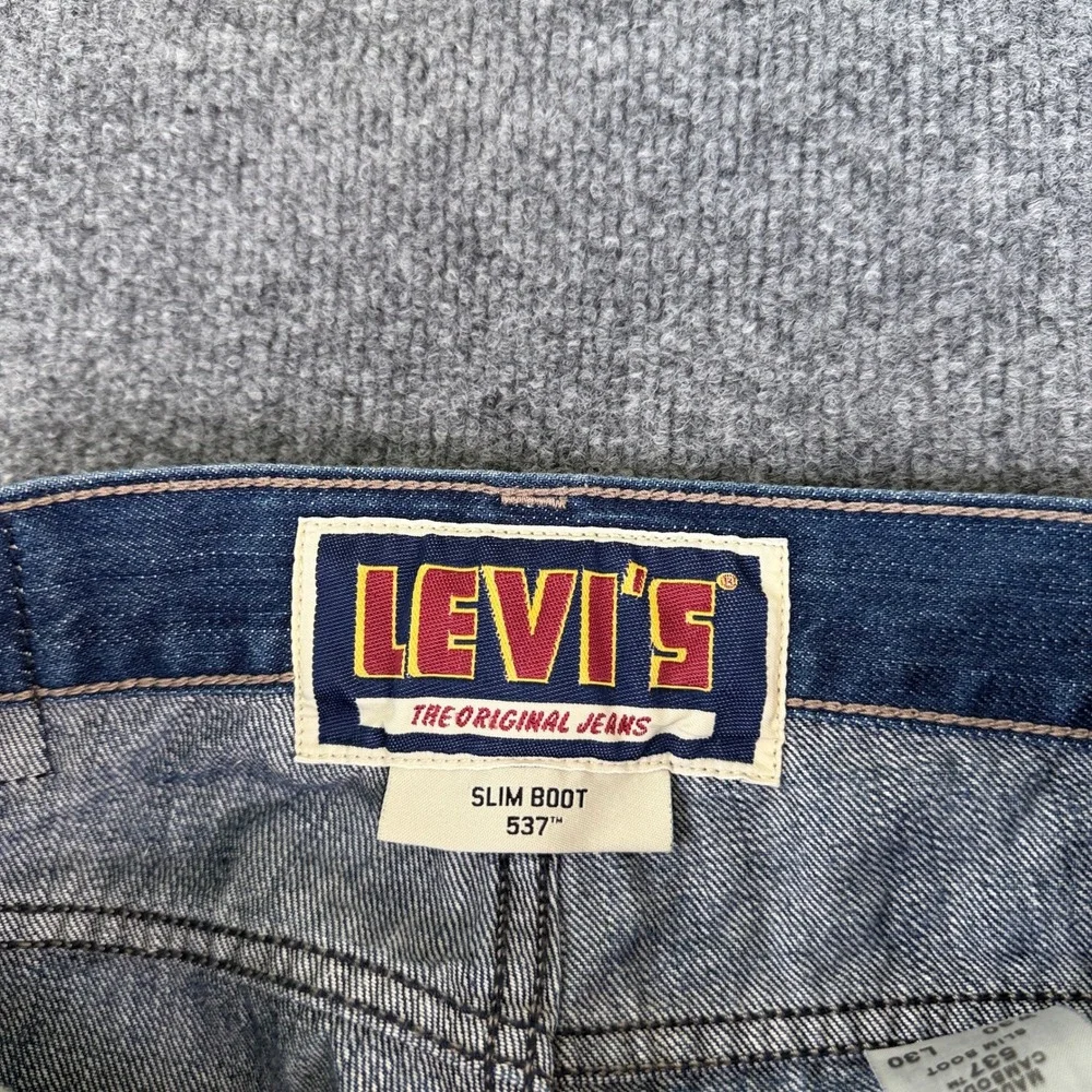 Levis 537 Jeans Mens 30x30 Slim Bootcut Blue Faded Denim Western Low Rise